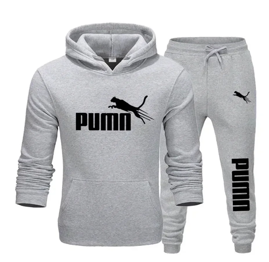 New Autumn and Winter Men's Pullover Hoodie + Pants 2‑piece Fashionable and Trendy Fitness Jogging Casual Sportswear Set