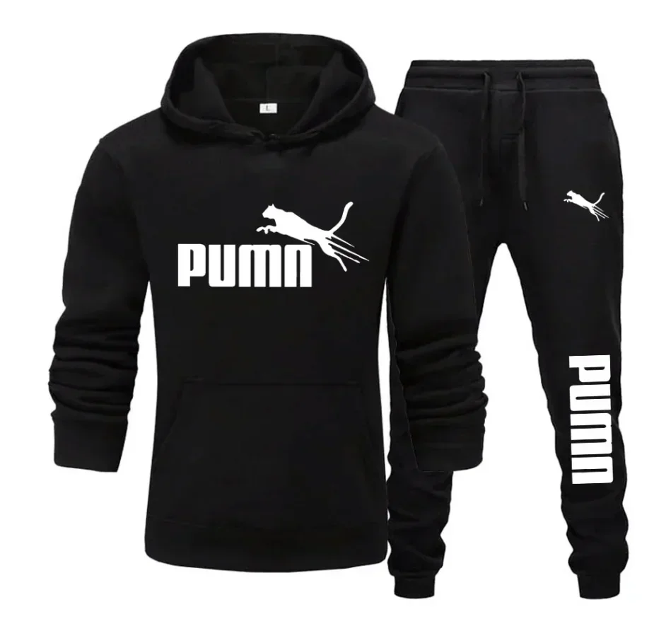 New Autumn and Winter Men's Pullover Hoodie + Pants 2‑piece Fashionable and Trendy Fitness Jogging Casual Sportswear Set