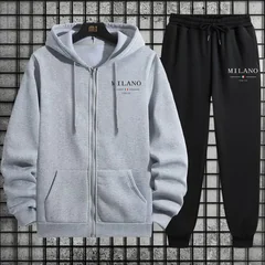 Spring 2026 Men's Tracksuit Casual Simple Quality Fashion Sportswear Single Zip Up Hoodie and Single Sports Pants Daily Jogging