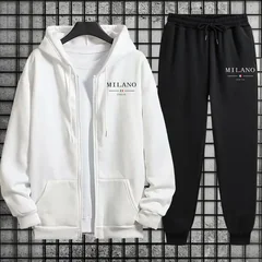 Spring 2026 Men's Tracksuit Casual Simple Quality Fashion Sportswear Single Zip Up Hoodie and Single Sports Pants Daily Jogging