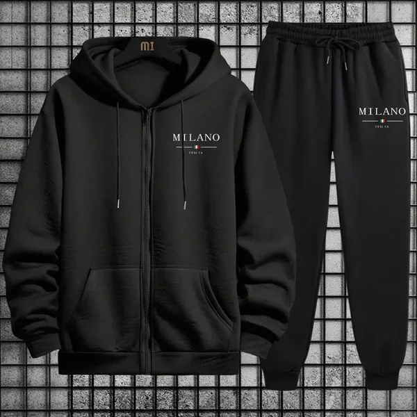 Spring 2026 Men's Tracksuit Casual Simple Quality Fashion Sportswear Single Zip Up Hoodie and Single Sports Pants Daily Jogging