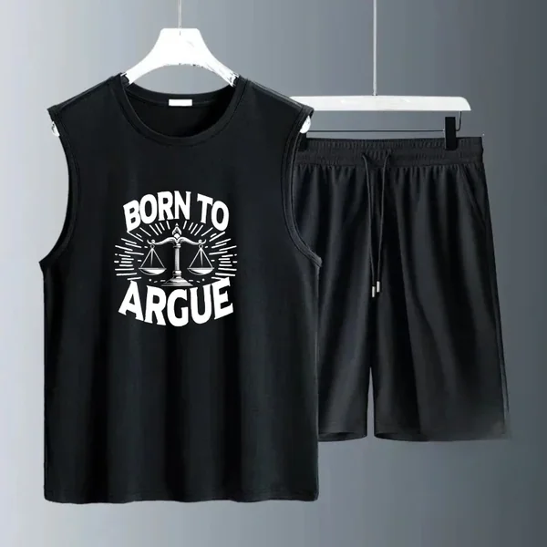 Men's Tank Top Sets 2026 Summer Quick drying sports seaside beach running Old money man oversize Breathable men's sports suit