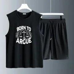 Men's Tank Top Sets 2026 Summer Quick drying sports seaside beach running Old money man oversize Breathable men's sports suit