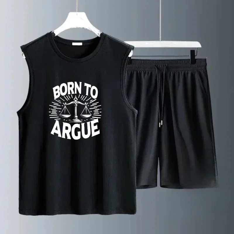 Men's Tank Top Sets 2026 Summer Quick drying sports seaside beach running Old money man oversize Breathable men's sports suit