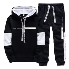 2026 Men's Tracksuit Casual Hooded Sweatshirts Sweatpants Outdoors Sports Jogging Clothes Black White Mix and Match Hoodie Pants
