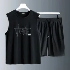 Men's Tank Top Sets 2026 Summer Quick drying Breathable sports running beach Tracksuit men Old money man oversize seaside