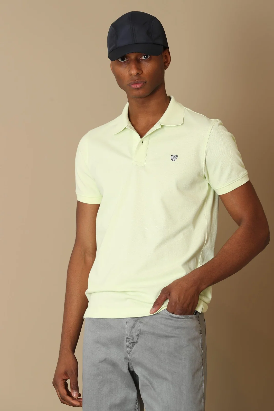 Laon Spor Polo Yaka Erkek Tişört Açık Sarı
