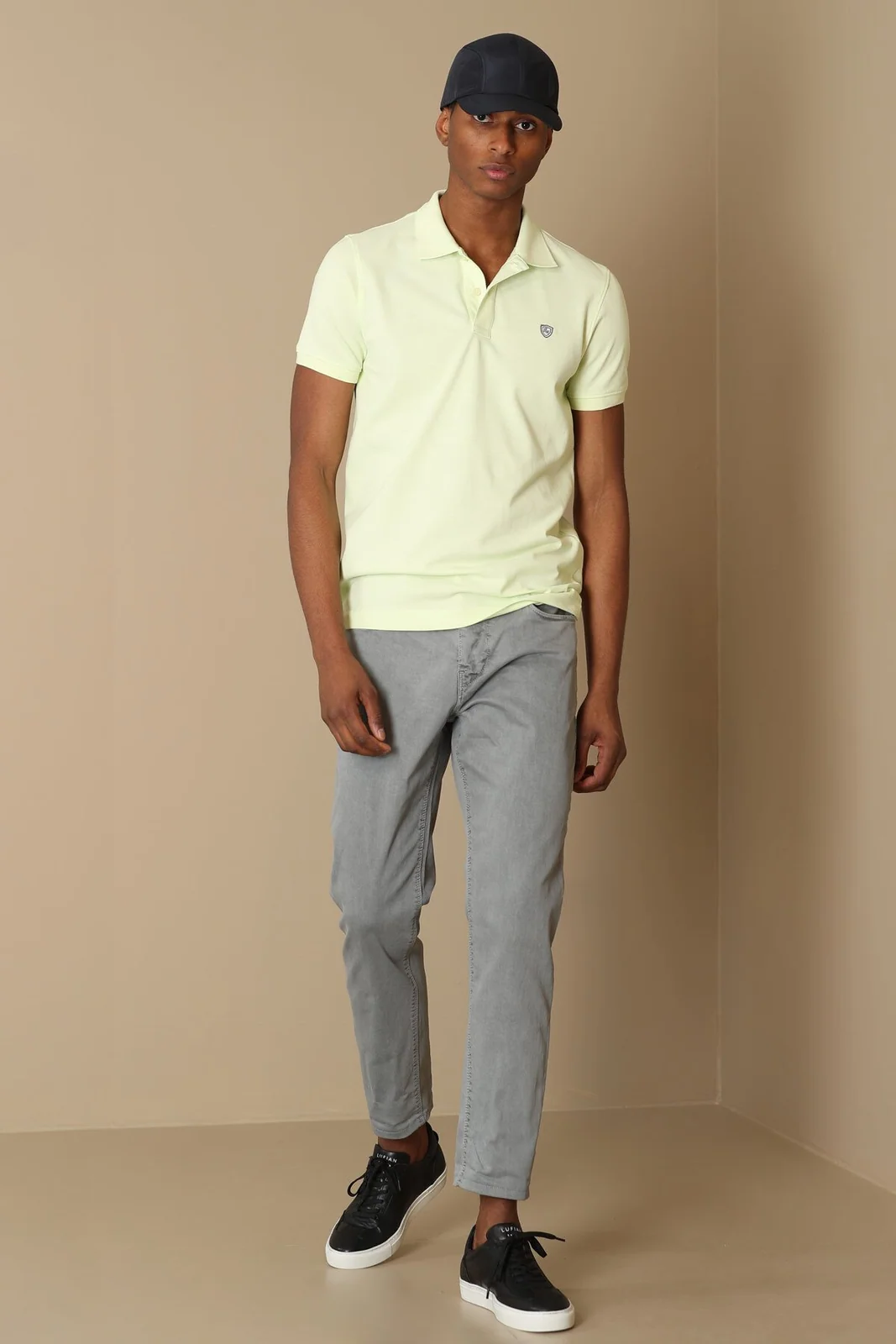 Laon Spor Polo Yaka Erkek Tişört Açık Sarı