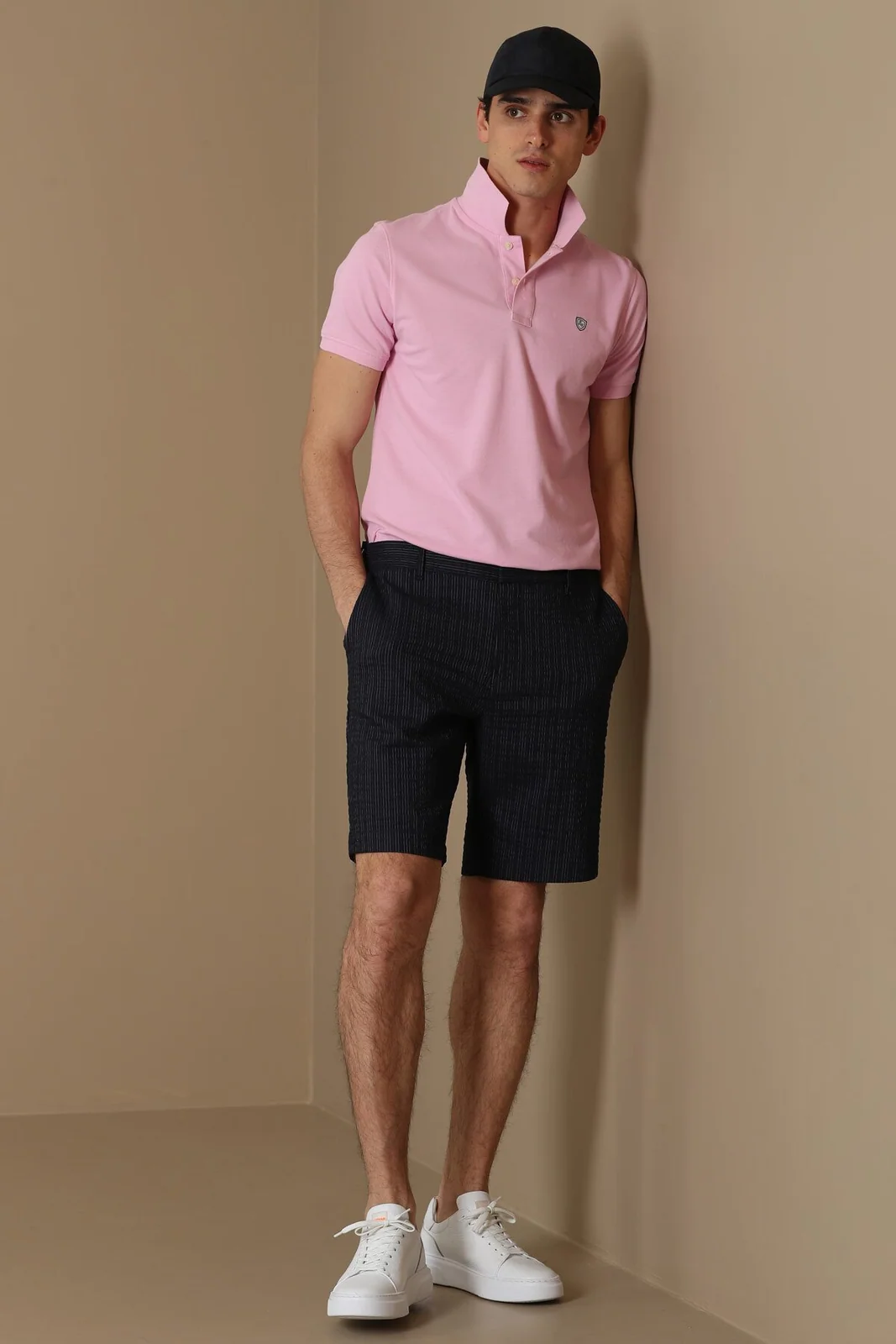 Laon Spor Polo Yaka Erkek Tişört Pembe