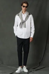 Tom Erkek Basic Gömlek Comfort Slim Fit Beyaz