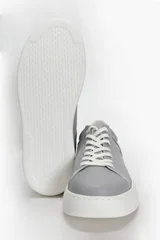 Frank Erkek Deri Sneaker Ayakkabı Gri