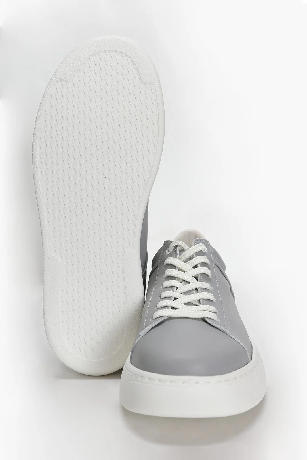 Frank Erkek Deri Sneaker Ayakkabı Gri