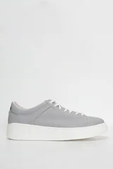 Frank Erkek Deri Sneaker Ayakkabı Gri