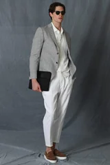 Phılıp Spor Erkek Blazer Ceket Slim Fit Gri