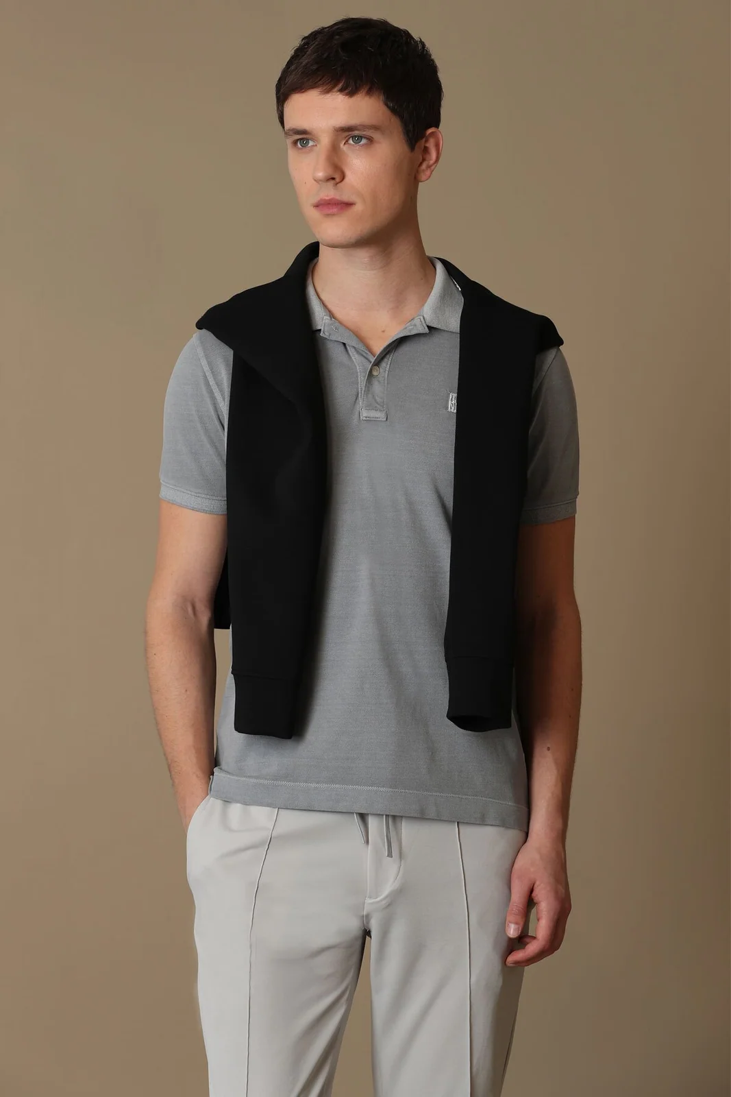 Vernon Spor Polo Yaka Erkek Tişört Koyu Gri