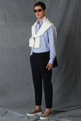 Salen Erkek Smart Gömlek Slim Fit Mavi